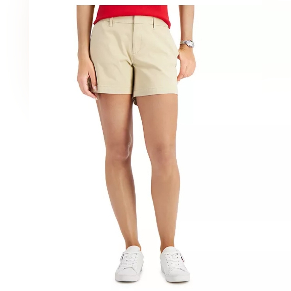 Erika NWT cotton spandex stretch tan chino shorts size 8